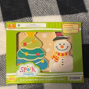 Spark Create Imagine Christmas Wooden Chunky Puzzle /6 Piece Puzzle Block & Base